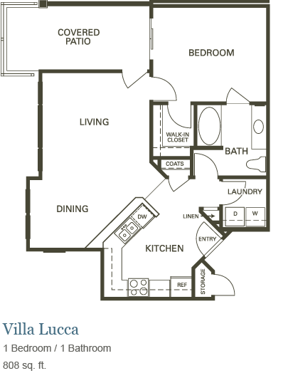 1 Bed 1 Bath (A) 206 floor plan